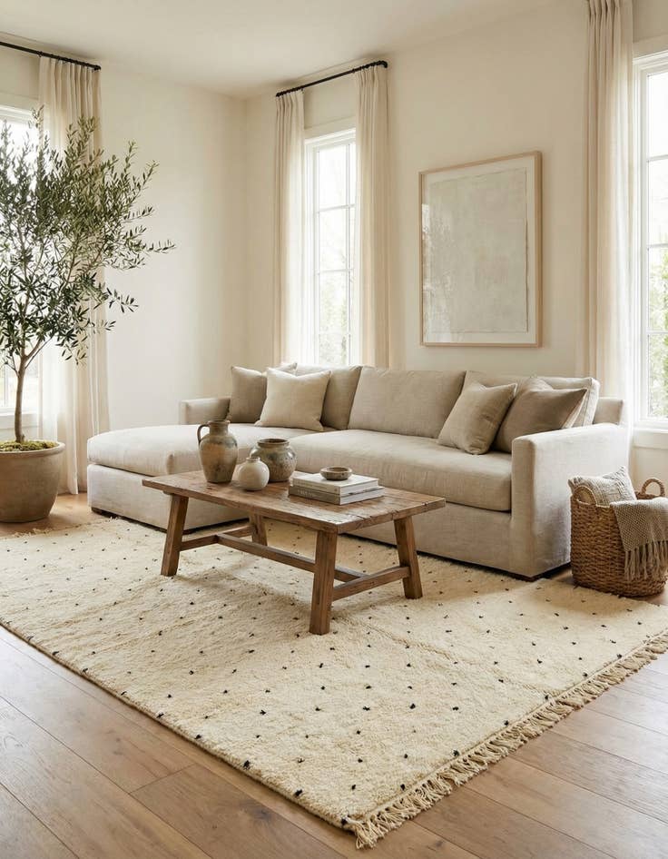 Detail image of 6' 6 x 9' 10  Hand Knotted Moroccan Wool Rug