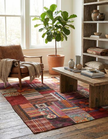 4' 2 x 5' 10 Hand Woven Kilim Patchwork Wool Rug
