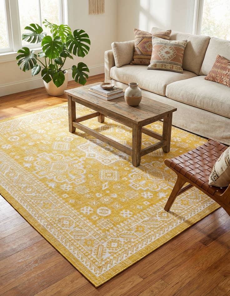 Detail image of 7' 10 x 7' 10 Easy-Clean Aztec Indoor / Outdoor Square Rug