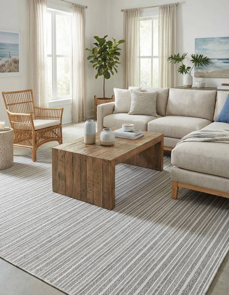 Detail image of 10' x 14'  Washable Striped Indoor / Outdoor Rug