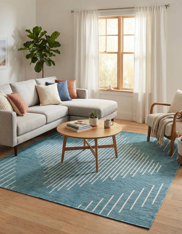 Detail image of  5' 3 x 5' 3  Washable Modern Indoor / Outdoor Square Rug