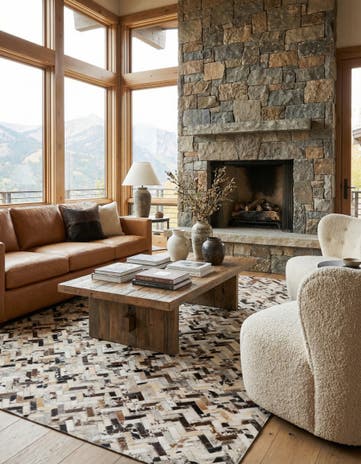5' x 7' 10 Cowhide Leather Rug