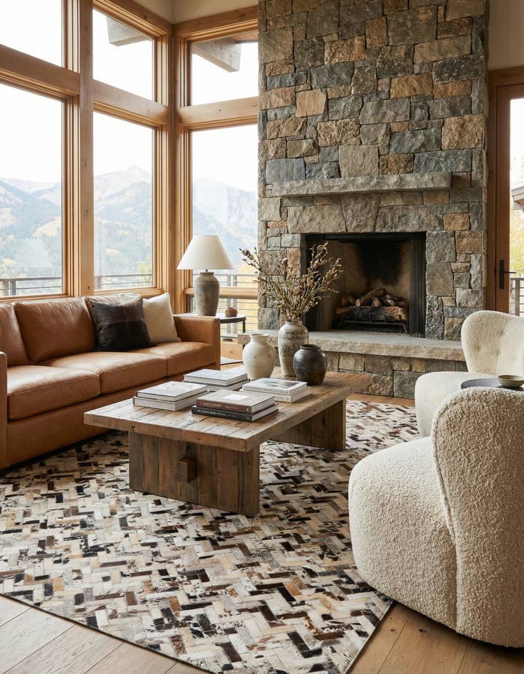 Detail image of 5' x 7' 10 Cowhide Leather Rug