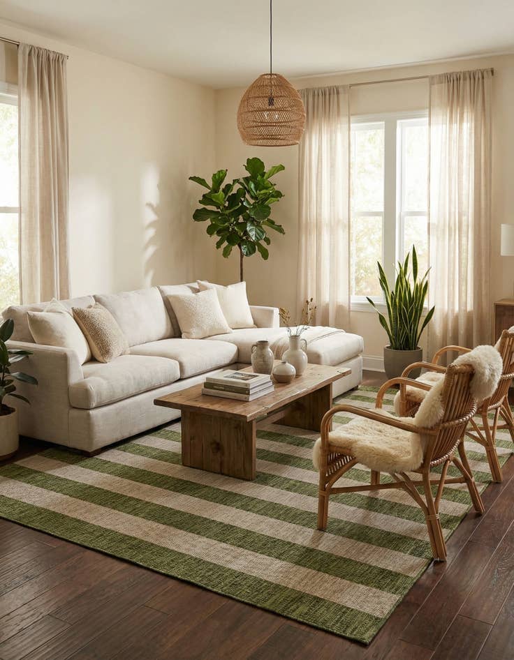 Detail image of 9' x 12'  Washable Striped Indoor / Outdoor Rug