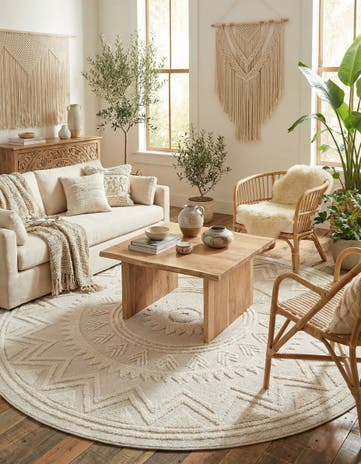 Ivory Boho Round Rug