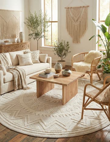 Ivory Boho Round Rug