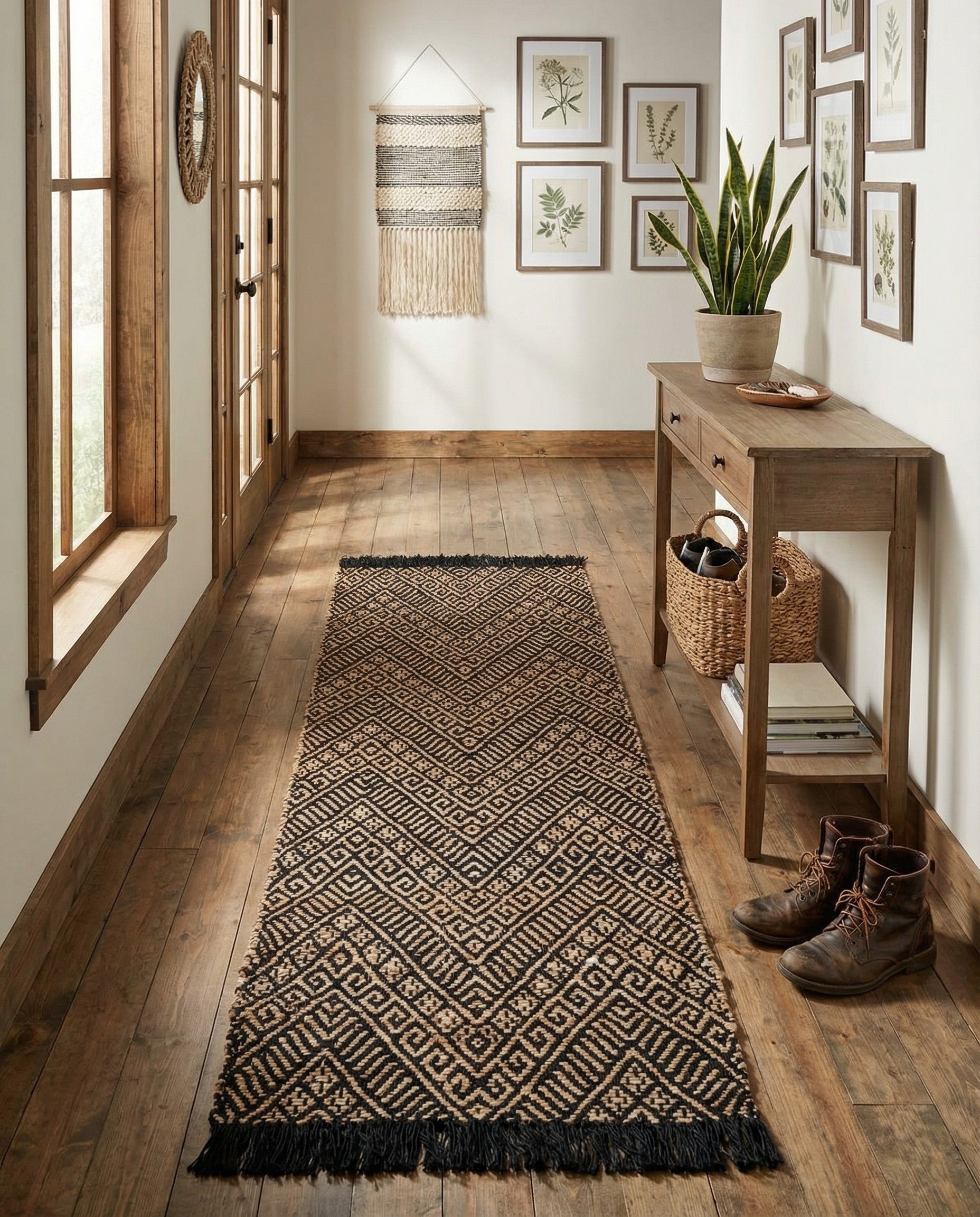  2' x 6' 1  Hand Braided Jute Runner Rug