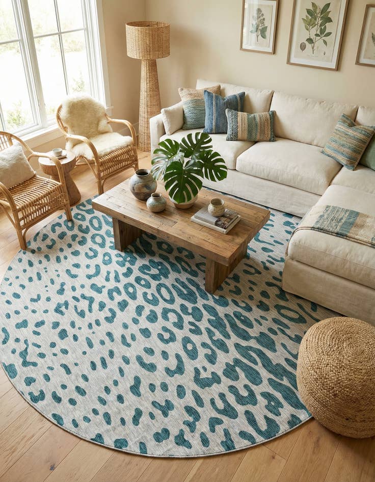 Detail image of 13' x 13' Easy-Clean Safari Indoor / Outdoor Round Rug
