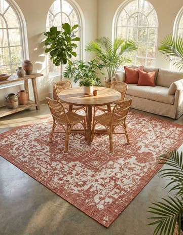 Rust Red Easy-Clean Jill Zarin Dubai Indoor / Outdoor Square Rug