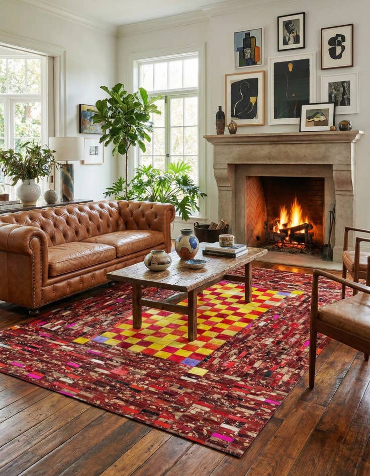 Detail image of 5' 1 x 8' Cowhide Leather Rug