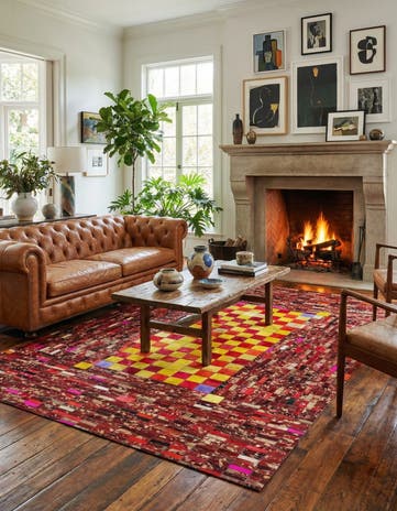 5' 1 x 8' Cowhide Leather Rug