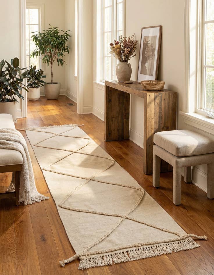 Detail image of 2' 4 x 8' 3  Hand Knotted Moroccan Wool Runner Rug