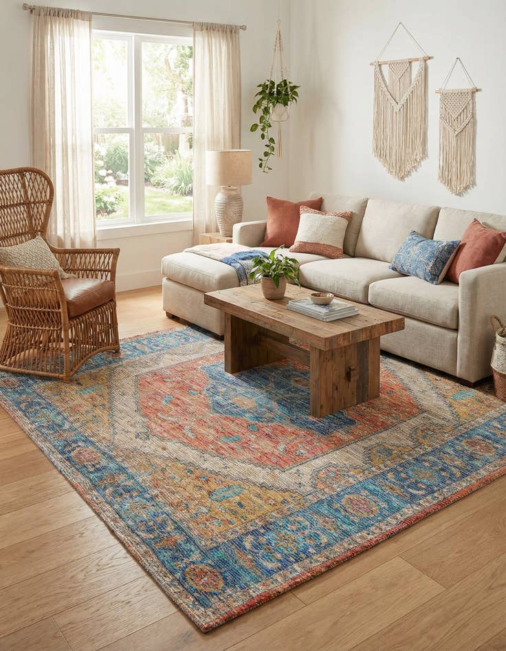 Detail image of 7' 10 x 7' 10  Hand Woven Chenille Jute Square Rug