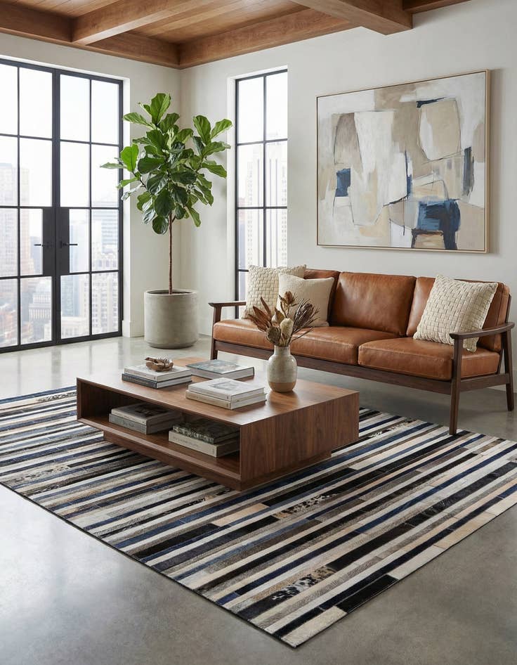 Detail image of 5' 2 x 8' Cowhide Leather Rug