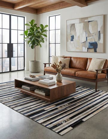 5' 2 x 8' Cowhide Leather Rug