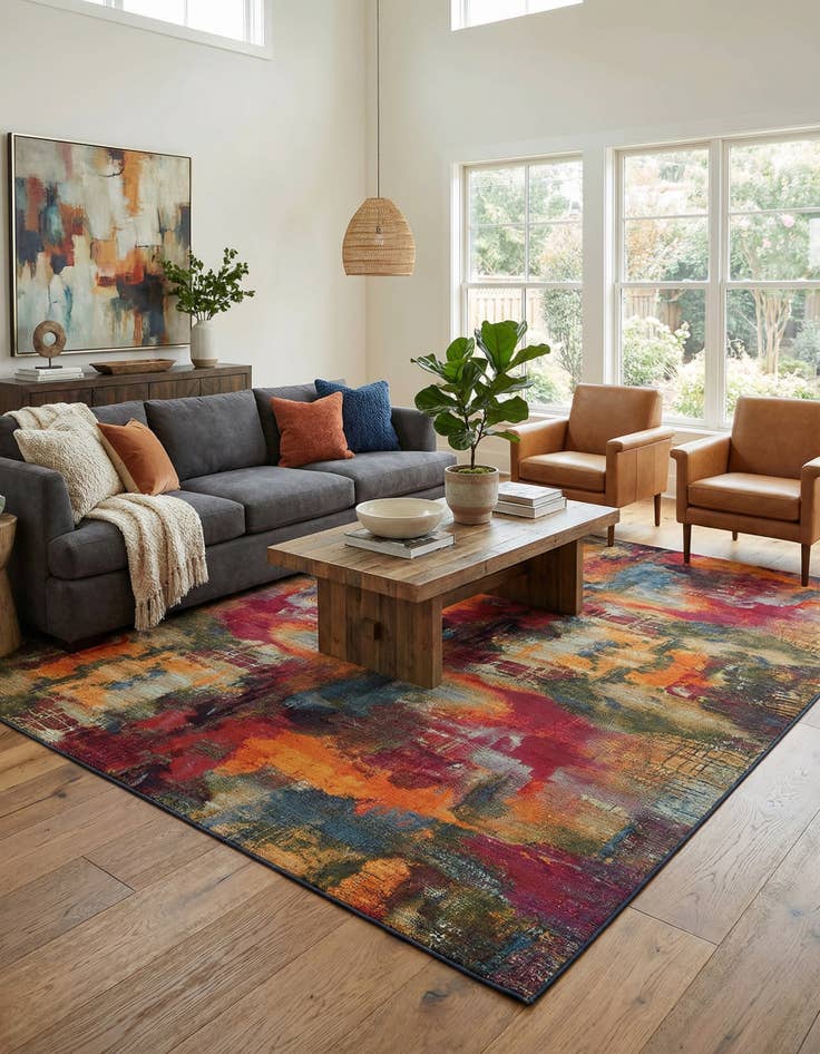 Detail image of 10' x 14' Easy-Clean Modern Indoor / Outdoor Rug