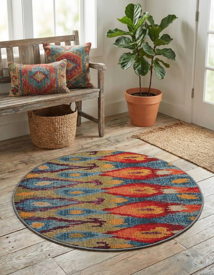 Detail image of 2' 7 x 2' 7  Washable Modern Indoor / Outdoor Round Rug