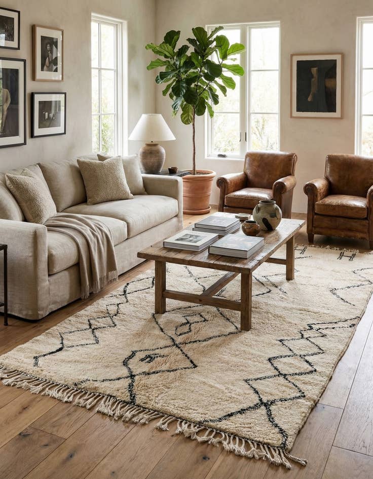 Detail image of 6' 3 x 9' 5  Hand Knotted Moroccan Wool Rug