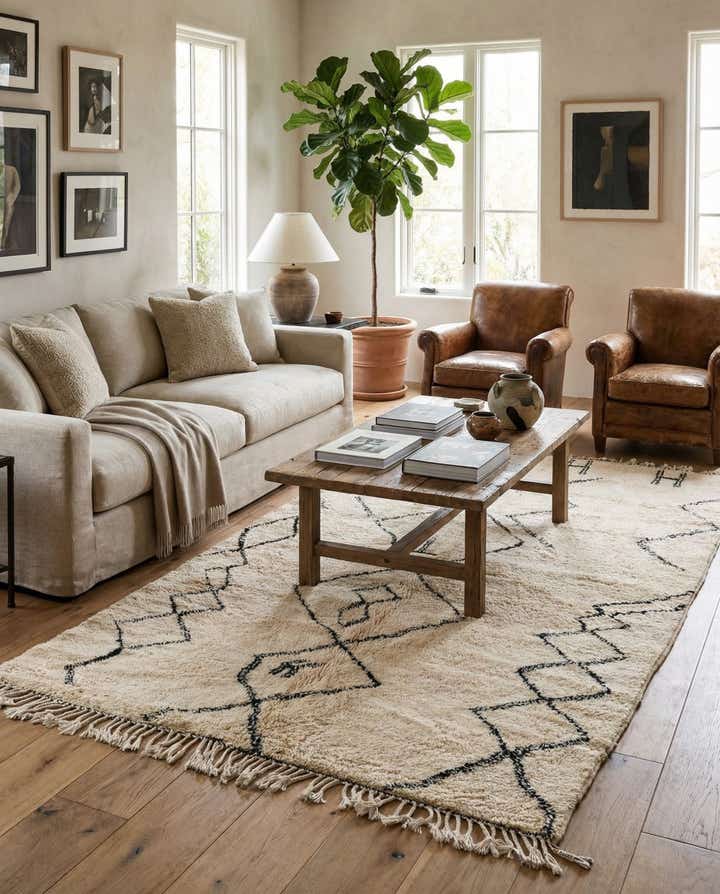 6' 3 x 9' 5 Hand Knotted Moroccan Wool Rug