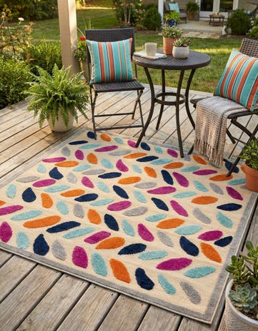 Beige Easy-Clean Aruba Indoor / Outdoor Square Rug