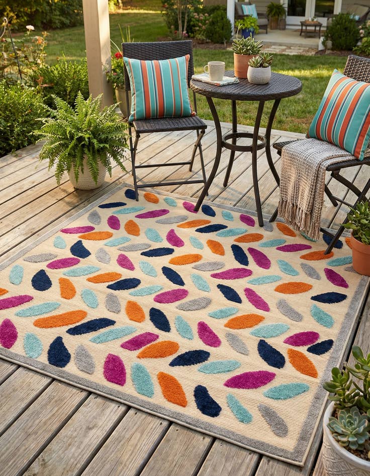 Detail image of  5' 3 x 5' 3  Washable Aruba Indoor / Outdoor Square Rug