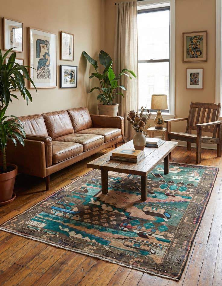 Detail image of 3' 10 x 6' 3  Hand Knotted Ultra Vintage Persian Wool Rug