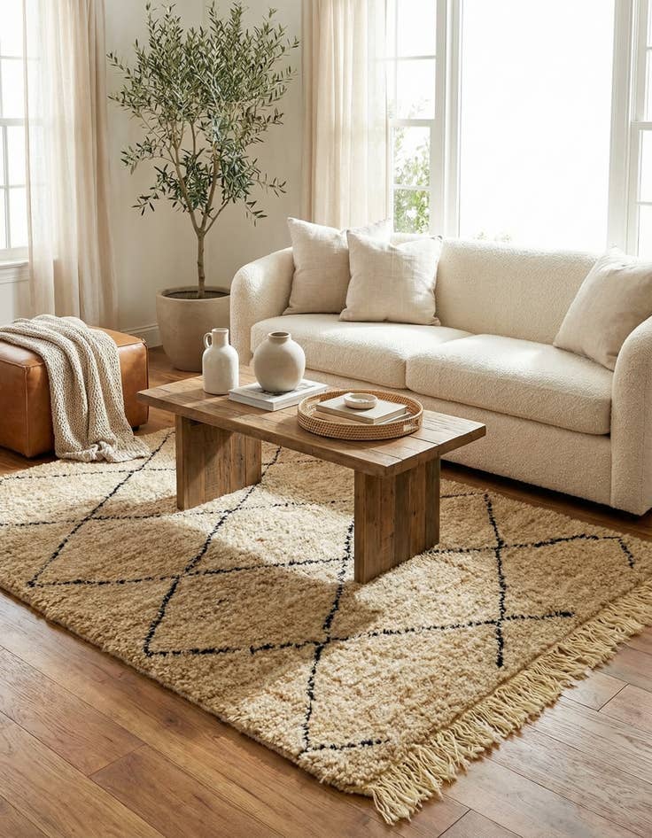 Detail image of 3' 10 x 5' Hand Knotted Moroccan Wool Rug