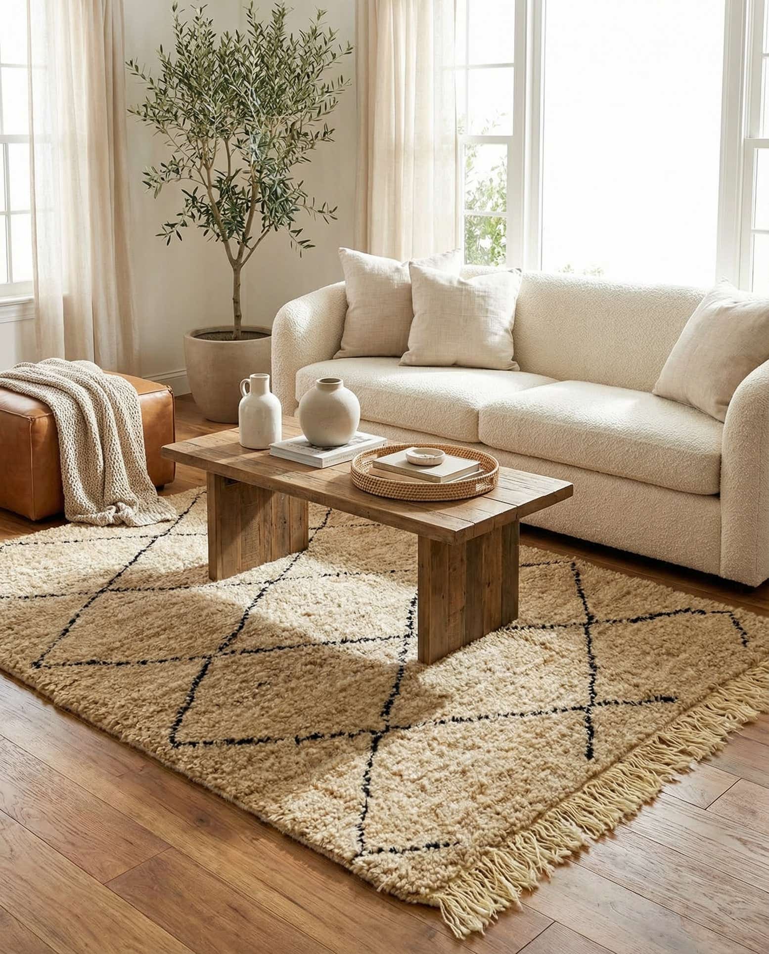 3' 10 x 5' Hand Knotted Moroccan Wool Rug