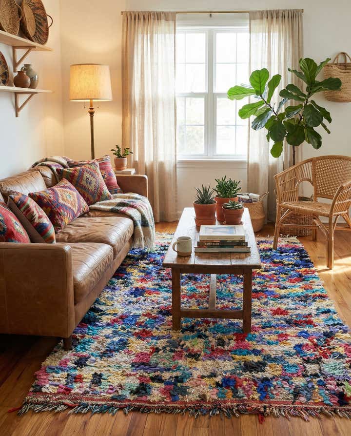 4' 10 x 8' Hand Knotted Moroccan Wool Rug