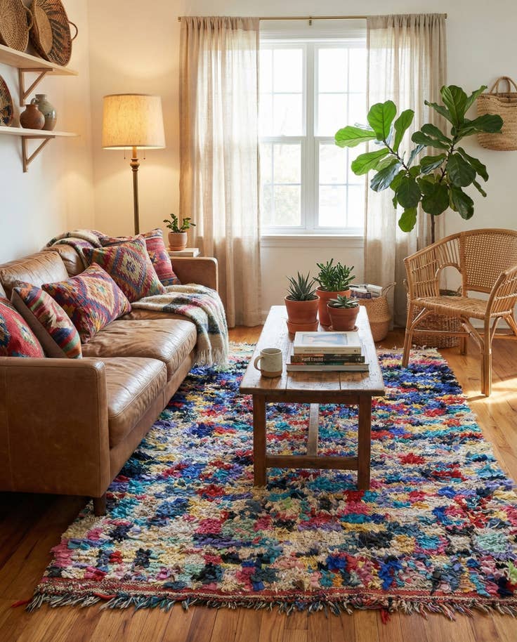 Detail image of 4' 10 x 8' Hand Knotted Moroccan Wool Rug