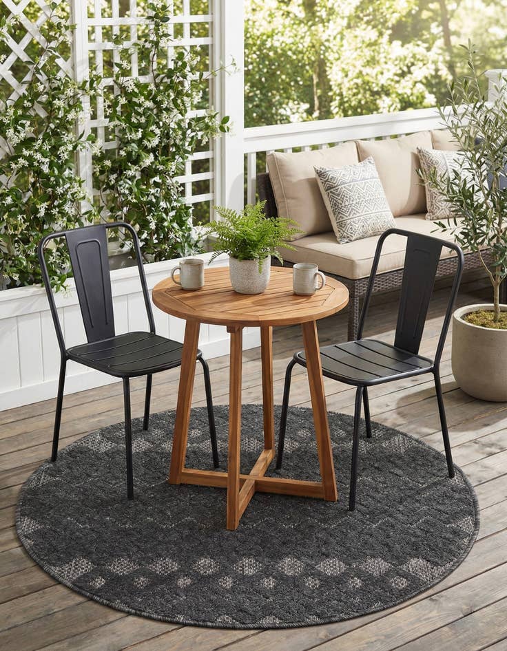 Detail image of 3' x 3'  Washable Trellis Textured Indoor / Outdoor Round Rug