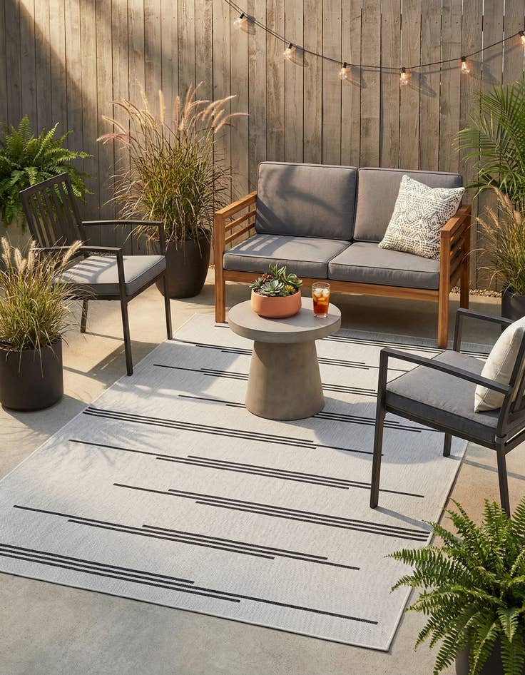 Detail image of 5' 3 x 8' Easy-Clean Modern Indoor / Outdoor Rug