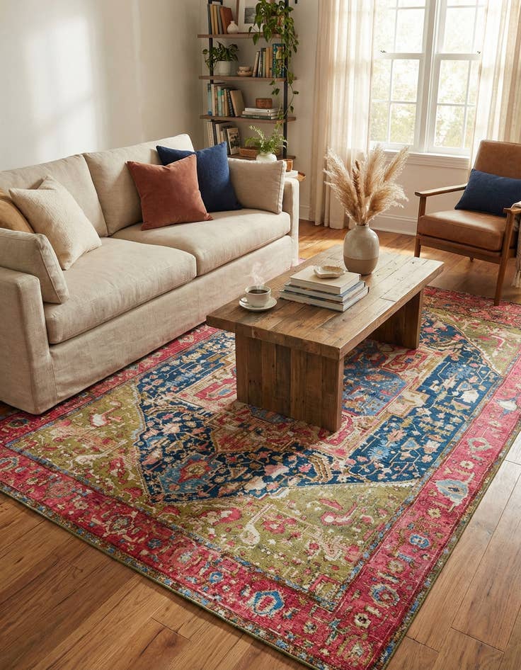 Detail image of  7' x 10'  Washable Traditional Indoor / Outdoor Rug