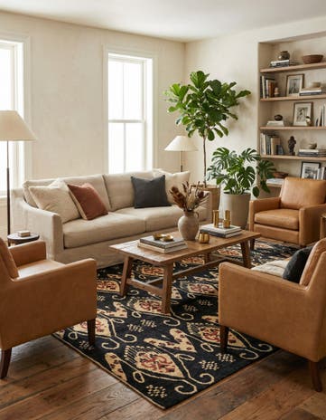 6' 2 x 9' 8 Hand Knotted Ikat Rug