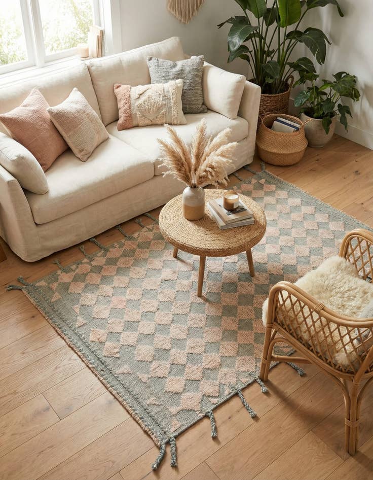 Detail image of 4' x 5' 9  Hand Knotted Moroccan Wool Rug