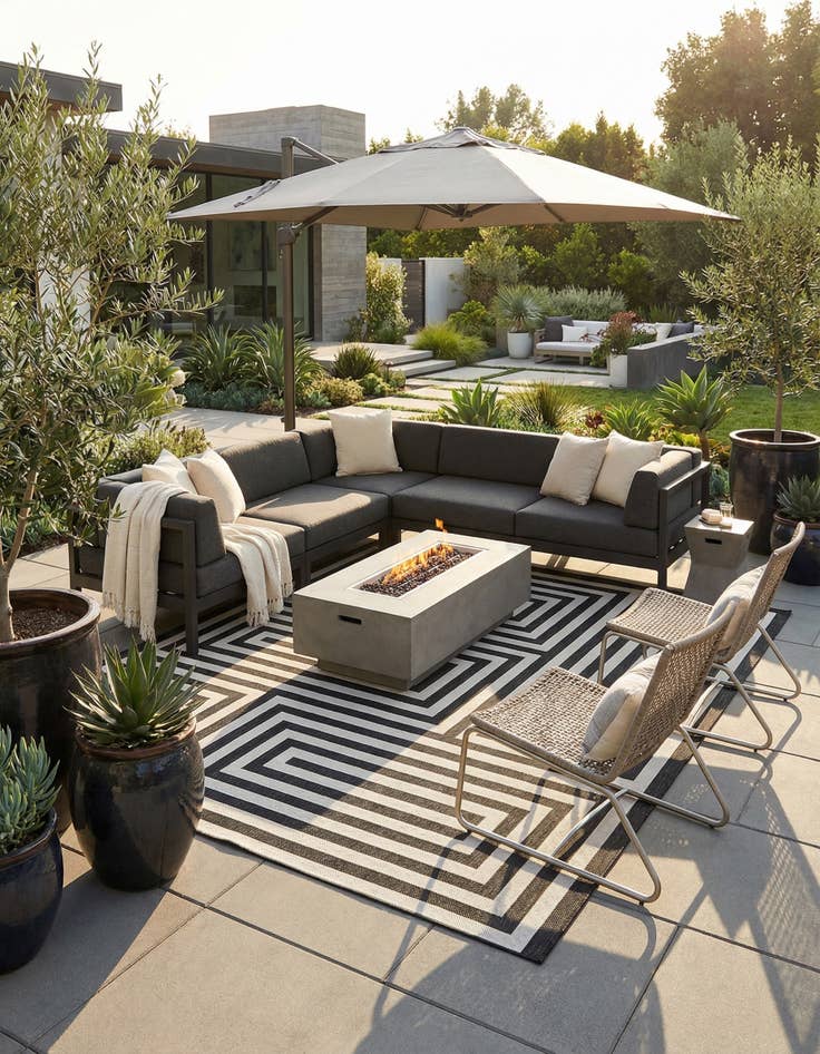 Detail image of  12' x 12'  Washable Modern Indoor / Outdoor Square Rug