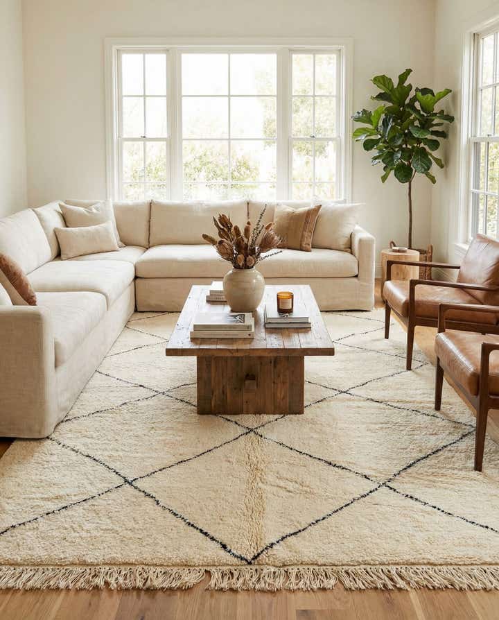 7' x 10' 2 Hand Knotted Moroccan Wool Rug
