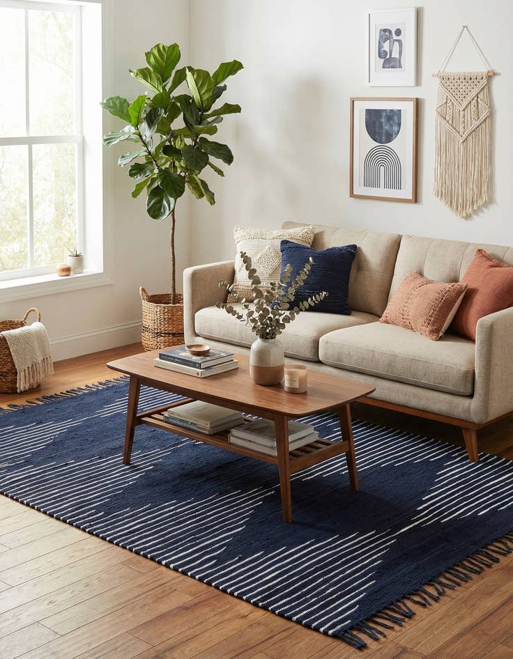 Detail image of 6' 1 x 9'  Hand Woven Chindi Cotton Rug