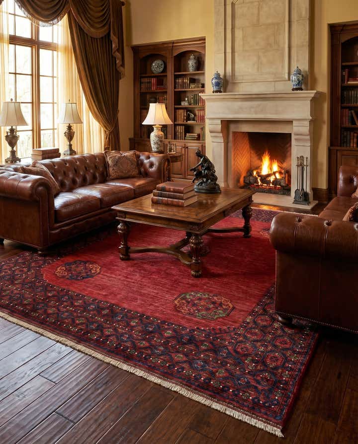 8' 7 x 9' 9 Ersari Afghan Wool Rug