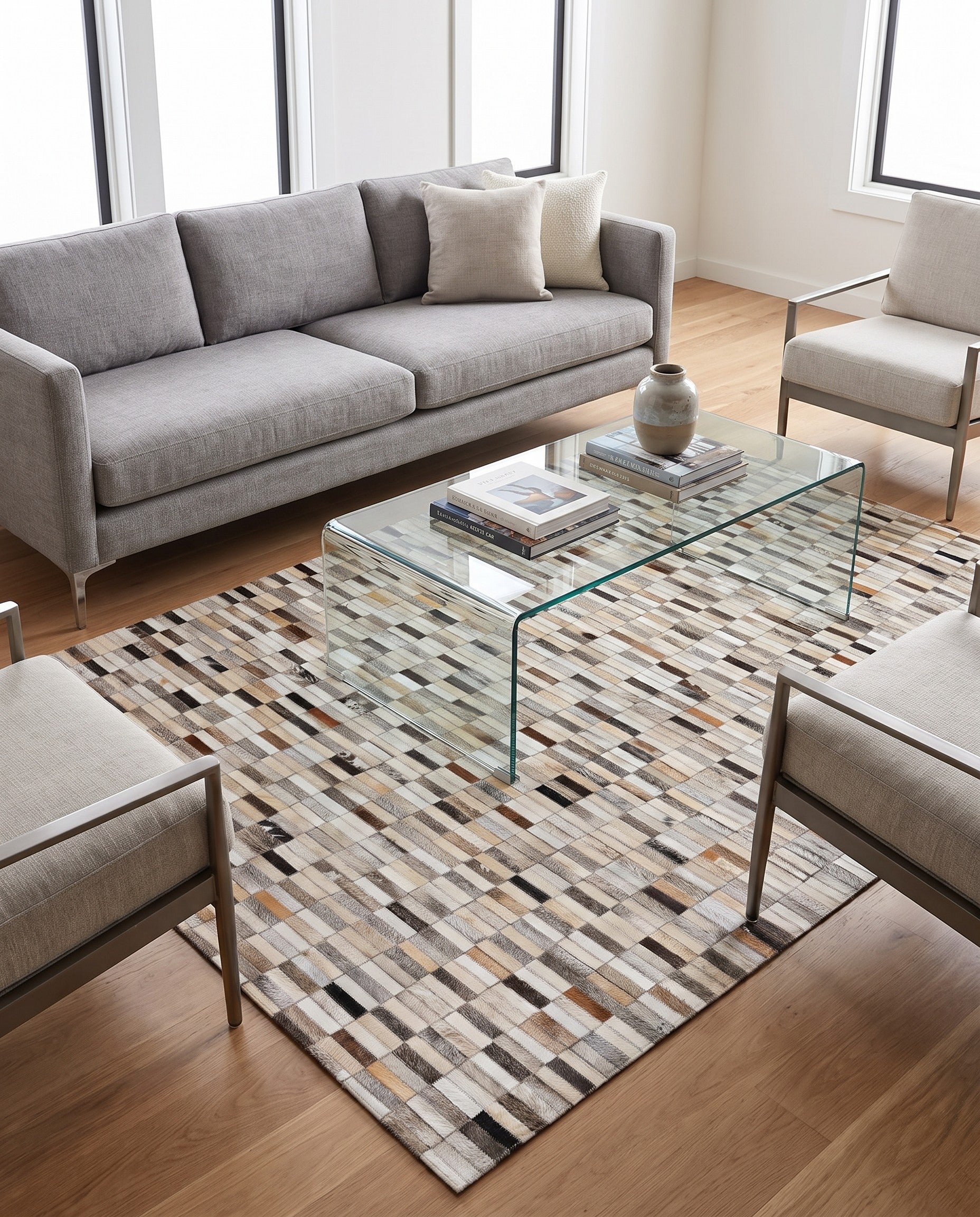 5' 1 x 8' Cowhide Stocks Rug