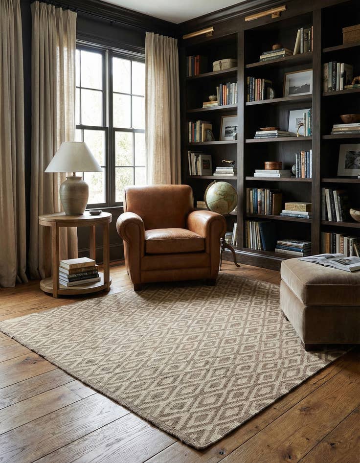 Detail image of  6' 8 x 7'  Hand Woven Kilim Maymana Wool Square Rug