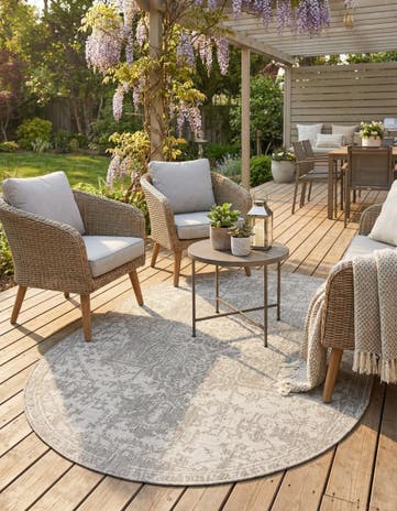 Gray Easy-Clean Jill Zarin Dubai Indoor / Outdoor Oval Rug