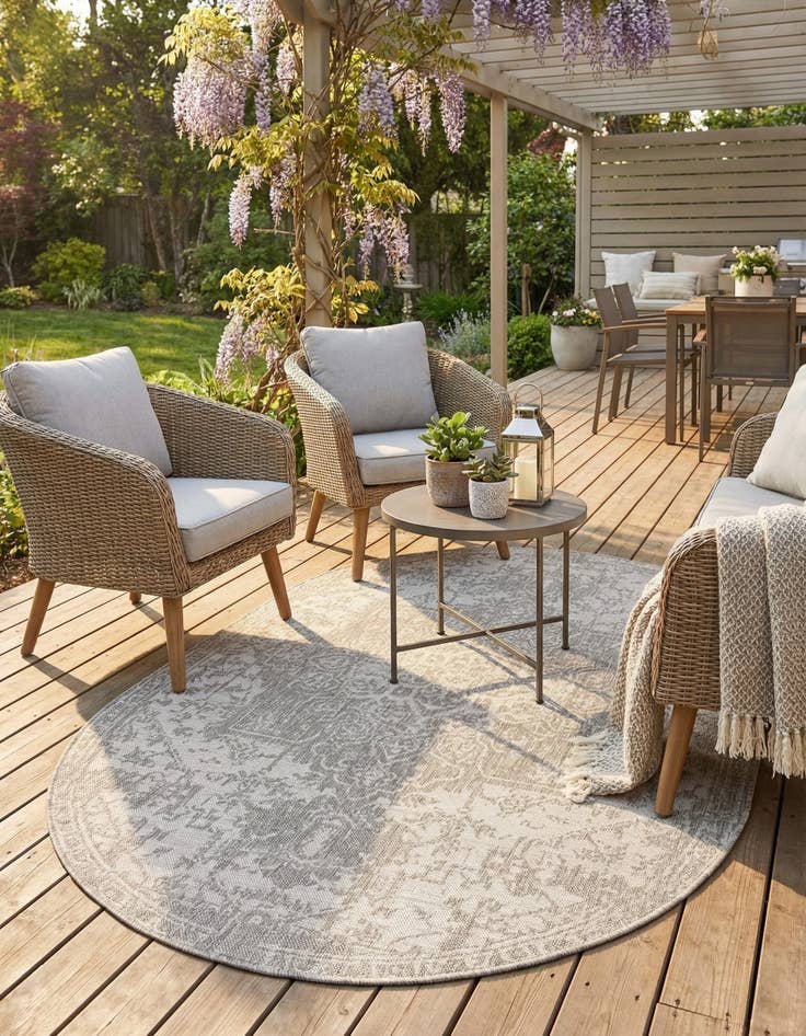 Detail image of  5' 3 x 8'  Washable Jill Zarin Dubai Indoor / Outdoor Oval Rug