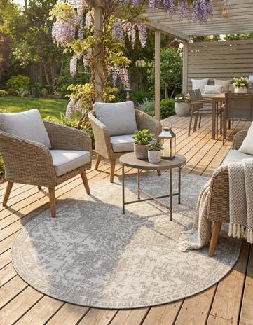 Gray Easy-Clean Jill Zarin Dubai Indoor / Outdoor Oval Rug