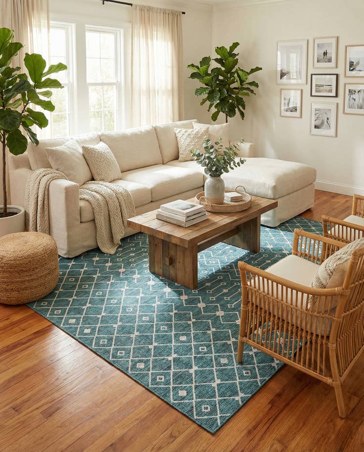 Detail image of 9' x 12' Easy-Clean Lattice Indoor / Outdoor Rug