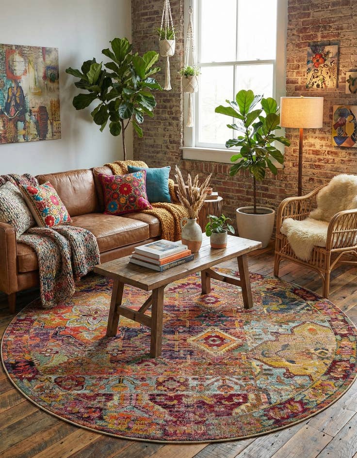 Detail image of 8' x 8'  Washable Alta Round Rug