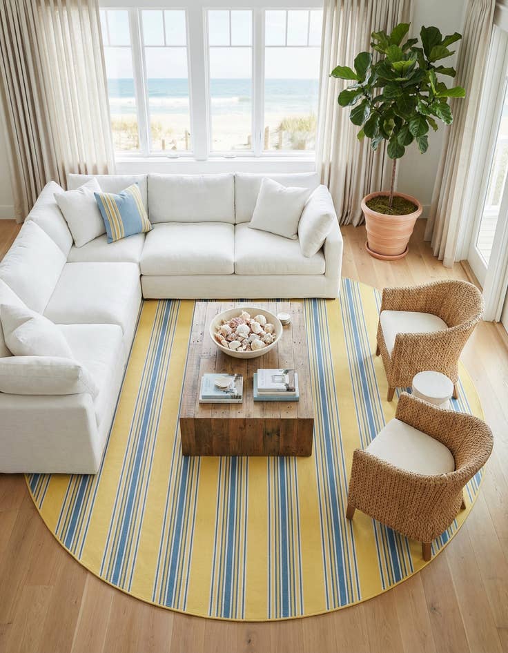 Detail image of 13' x 13'  Washable Jill Zarin Anguilla Indoor / Outdoor Round Rug