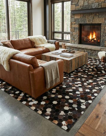 5' x 7' 10 Cowhide Leather Rug