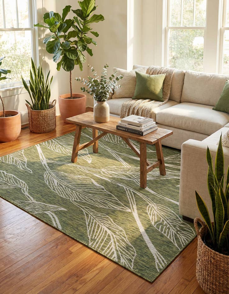 Detail image of  7' x 10'  Washable Botanical Indoor / Outdoor Rug