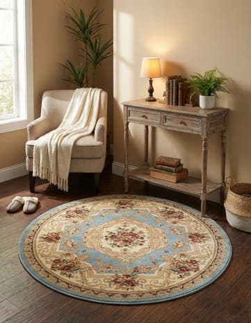 Light Blue Chateau Round Rug